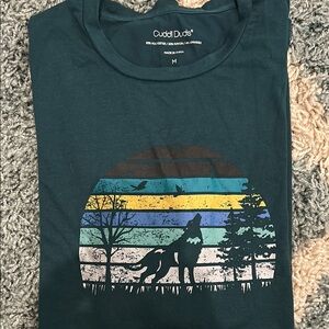 Cuddl Duds Teal Nature Graphic Tee